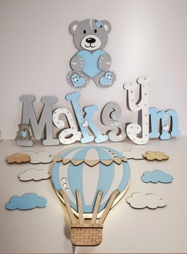 СВЕТОДИОДНАЯ НОЧНИЦА ВОЗДУШНЫЙ ШАР имя ребенка