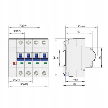 Управляемый предохранитель 2x 16A ZigBee TUYA En измерение