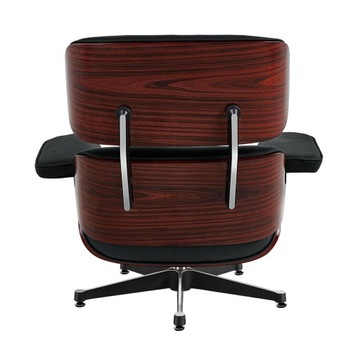 Fotel Eames Lounge Chair, czarny, naturalna skóra bydlęca ciemny palisander