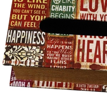 Ретро прямоугольная крышка коробки для салфеток с деревянным лицом, бумажная накачка на английском языке