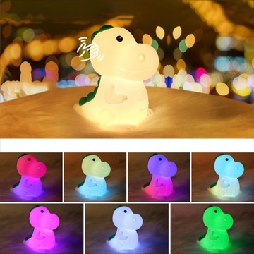 SILIKONOWA LAMPKA DO POKOJU DZIECIĘCEGO DINOZAUR LAMPKA NOCNA LED RGB 3000K