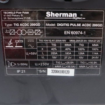 СВАРОЧНЫЙ АППАРАТ SHERMAN DIGITIG PULSE ACDC 200GD TIG