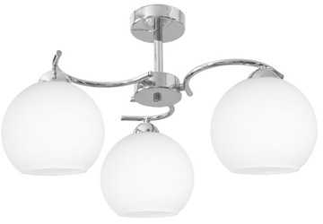 LAMPA WISZĄCA SUFITOWA ŻYRANDOL NOWOCZESNA CHROM SZKLANE BIAŁE KULE LED