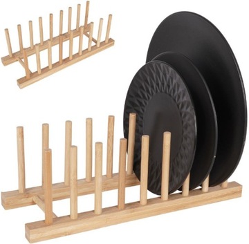 Бамбуковый органайзер для тарелок и подставка для крышек.