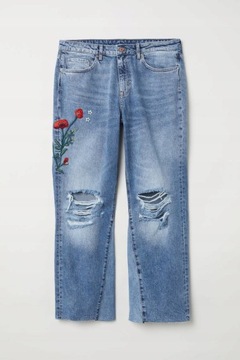 H&M+ Kickflare High Jeans SPODNIE Z HAFTEM 52