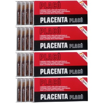 4 Opakowania Placo Placenta Ampułki Porost Włosów