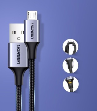 UGREEN USB A - КАБЕЛЬ MICRO USB ДЛЯ ЗАРЯДКИ, ПЕРЕДАЧИ ПРОЧНОГО КАБЕЛЯ, 2 М