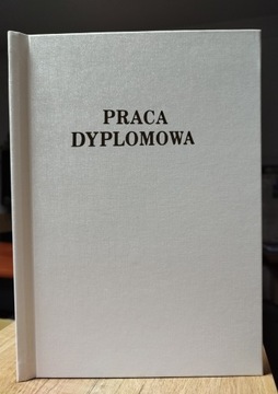 Wydruk i Oprawa Praca Dyplomowa Biały Brokat Napis Czarny