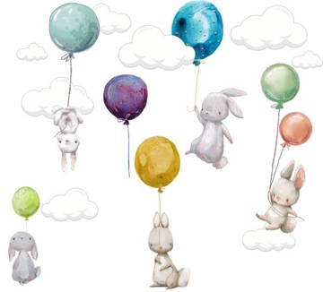 ZWIERZĘTA LEŚNE BALONY NAKLEJKI ŚCIENNE 100x100