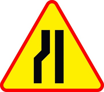Znak A12c A-12C zwężenie jezdni lewostronne 750