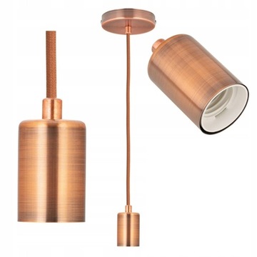 Lampa sufitowa WISZĄCA Oprawa dekoracyjna żarówki E27 Miedź PROSTA oprawka