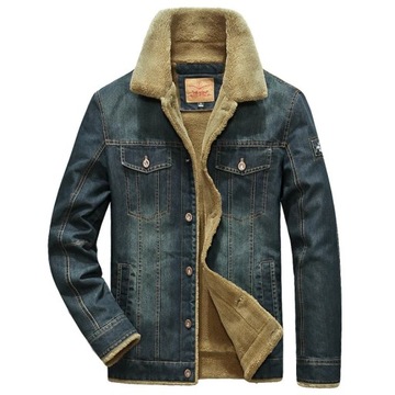 TELLHIGH Winter Denim Jacket Men Windbreaker Fleec