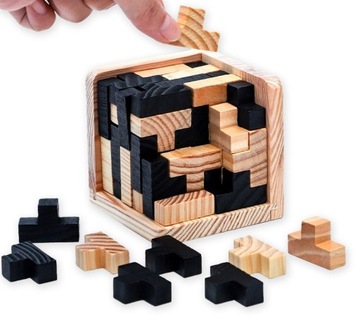 KREATYWNA ŁAMIGŁÓWKA KOSTKA PUZZLE DREWNIANE 3D