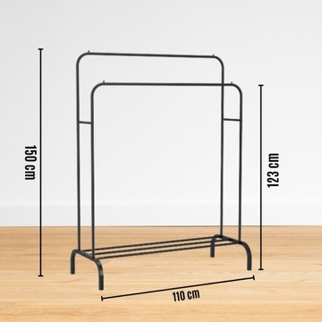ВЕШАЛКА ДЛЯ ОДЕЖДЫ, БОЛЬШАЯ ПОДСТАВКА ДЛЯ ОДЕЖДЫ, ДВОЙНАЯ, ЧЕРНЫЙ МЕТАЛЛ
