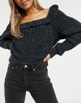 Topshop damski czarny sweter slim 38 (M)