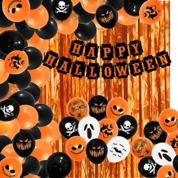 Zestaw Dekoracje Halloween BALONY pajęczyna OZDOBY