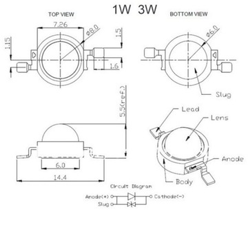 Мощный темно-красный светодиод мощностью 3 Вт на печатной плате
