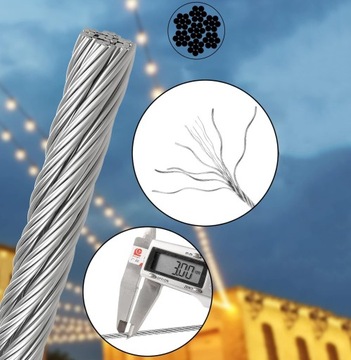 ТРОС ИЗ НЕРЖАВЕЮЩЕЙ СТАЛИ 3 ММ, САДОВАЯ ПРОВОЛОКА 15 М.