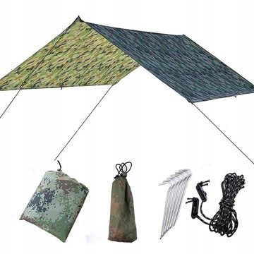 Tarp Płachta zielona Plandeka Namiot survival 3x3m