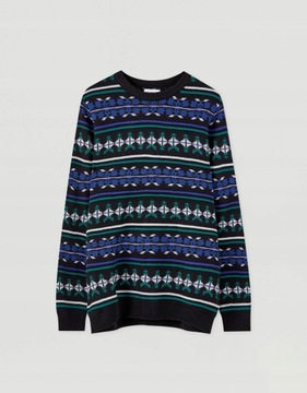 Pull & Bear sml SWETER retro WZÓR XS XXJ