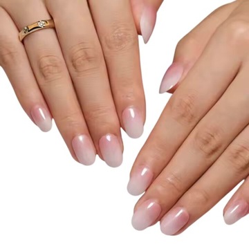 Paznokcie Sztuczne Tipsy Oval Ombre Różowe Owalne Pink French Samoprzylepne
