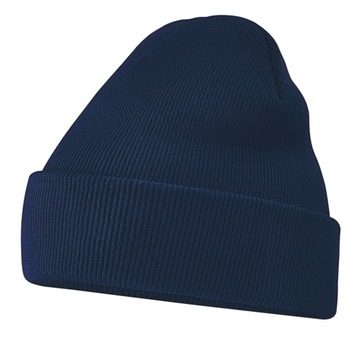 CIEPŁA GRANATOWA CZAPKA ZIMOWA BEANIE DAMSKA MĘSKA