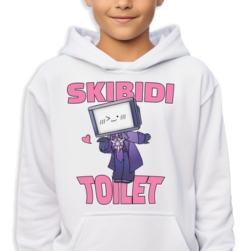 BLUZA Bawełniana DZIECIĘCA Z KAPTUREM Dużo Wzorów SKIBIDI TOILET - 128 cm