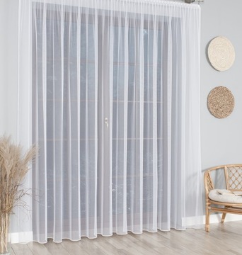 GOTOWA FIRANA FIRANKA BIAŁA BEZ PRASOWANIA TIUL GRECKI z OŁOWIANKĄ 300x240