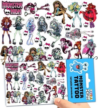 TATUAŻE ZMYWALNE TYMCZASOWE DLA DZIECI MONSTERS POTWORY WZORY ORYGINALNE