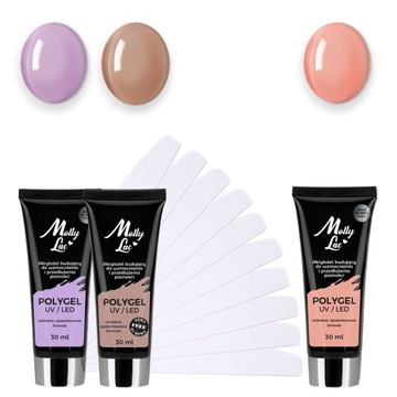 НАБОР 3 x 30 мл АКРИЛОВЫЙ ГЕЛЬ АКРИЛГЕЛЬ ПОЛИГЕЛЬ БЕЗ ГЕМЫ MOLLY LAC