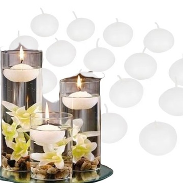 ПЛАВАЮЩИЕ СВЕЧИ БЕЛАЯ ВОДА CANDRA НАБОР СВЕЧЕЙ ИЗ 20 ШТ.