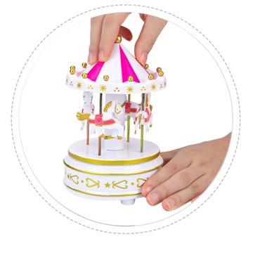 Музыкальная шкатулка Механическая карусель со светодиодным световым шоу Рождественский подарок