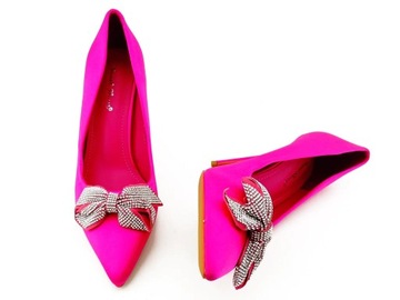 Różowa elegancja: Buty szpilki z cyrkoniami 38