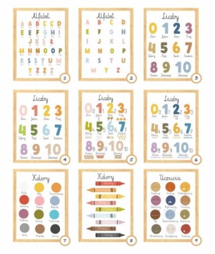 Набор из 3-х ОБРАЗОВАТЕЛЬНЫХ плакатов А4 А4 Алфавит Цвета Цифры Различные узоры