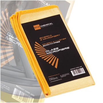 ŚCIERECZKA Z MIKROFIBRY DO SZYB LUSTER 38x38cm BEZSZWOWA ŻÓŁTA ECOCHEMICAL