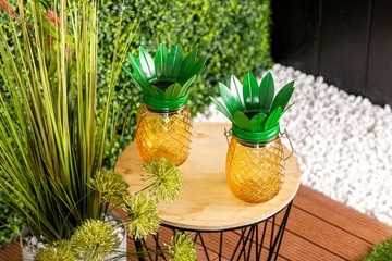 СОЛНЕЧНАЯ ЛАМПА САДОВАЯ БАНКА АНАНАС СТЕКЛЯННАЯ LED