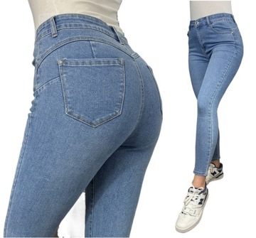 SPODNIE DAMSKIE JEANSY JASNE RURKI OBCISŁE MODELUJĄCE PUSH UP 44 2XL