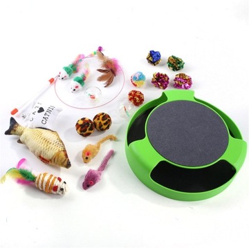 Zestaw 19 zabawek dla kota, drapak z myszą - idealne dla aktywnego