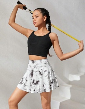 CZARNY PRAŻKOWANY KLASYCZNY DOPASOWANY KRÓTKI TOP RAMIĄCZKA SHEIN 164