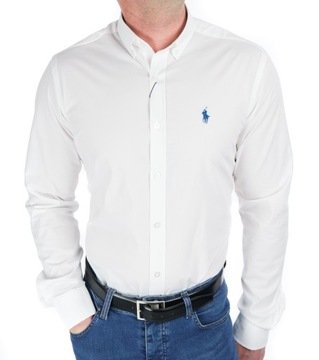 KOSZULA POLO RALPH LAUREN KLASYCZNA DOPASOWANA CASUAL SLIM FIT BIAŁA L