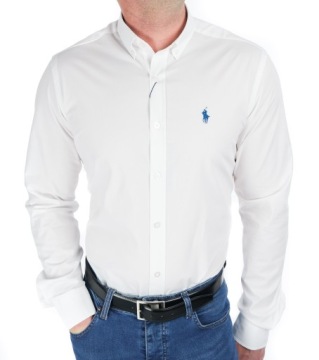 KOSZULA POLO RALPH LAUREN KLASYCZNA DOPASOWANA CASUAL SLIM FIT BIAŁA M