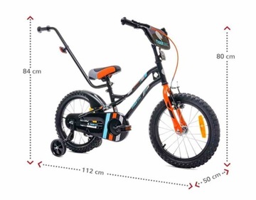 Велосипед Tiger 16 дюймов для мальчика с толкачом, черно-оранжевый - здесь