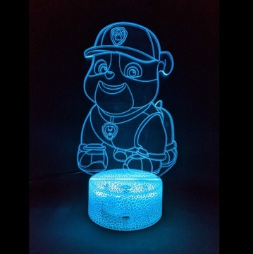 PSI PATROL RUBBLE LAMPKA NOCNA 3D LED + PILOT
