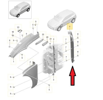 Listwa błotnika prawego PORSCHE MACAN 95B854778B1E0