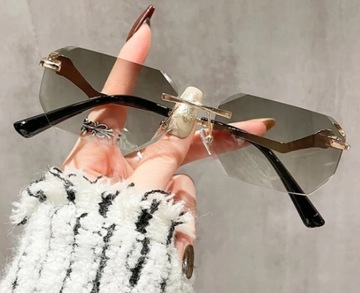 Прямоугольные узкие ретро очки без бретелек унисекс MAXIGROUP тренд 2024