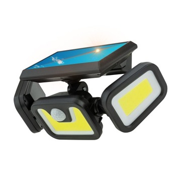 LAMPA SOLARNA zewnętrzna ogrodowa z czujnikiem ruchu zmierzchu 3 REFLEKTORY