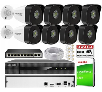 Zestaw monitoringu IP Hikvision 8 Kamer Zewnętrzny