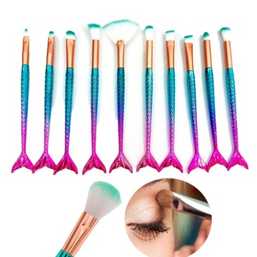 ZESTAW PĘDZLI DO MAKIJAŻU SYRENKA 10 SZT