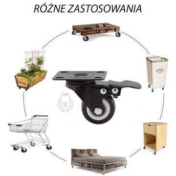 Komplet 4 kół fi50 wózek regał szafka 23PPPUC502K