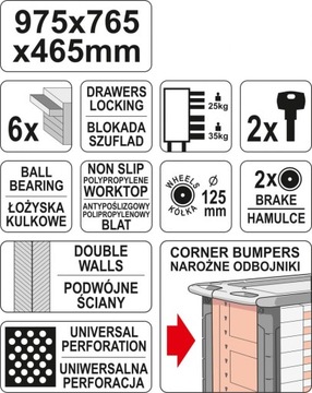 СЕРВИСНЫЙ ШКАФ С 6 ЯЩИКАМИ